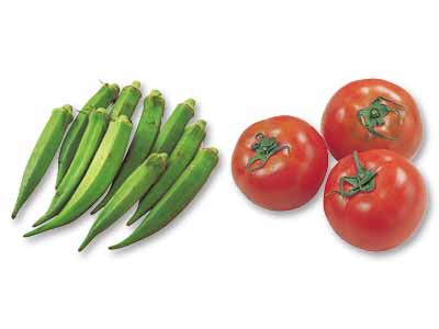 サラダにピッタリ！トマト＆おくらのセット写真