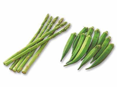 肉・魚どちらにも！おくら＆アスパラガスのセット写真