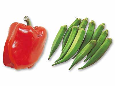 肉巻きでどうぞ　パプリカ＆おくらのセット写真