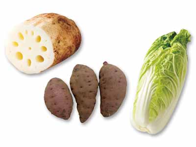 蒸しておいしい野菜3種セット(加賀れんこん、さつまいも、ミニ白菜)写真