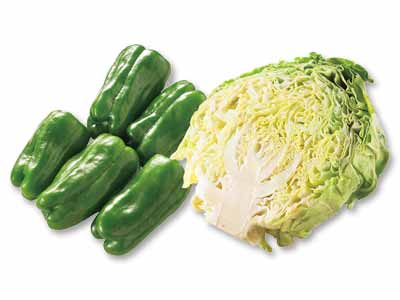 シャキッと彩り爽やか　ピーマン＆キャベツのセット写真