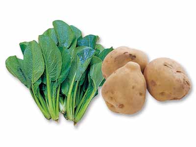 どんな料理にもすっと馴染む　小松菜とじゃがいものセット写真