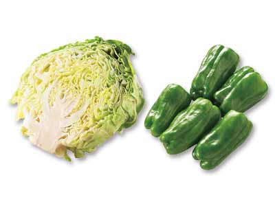 どんな日にも、頼れる野菜たち　キャベツ1／2＆ピーマンのセット写真