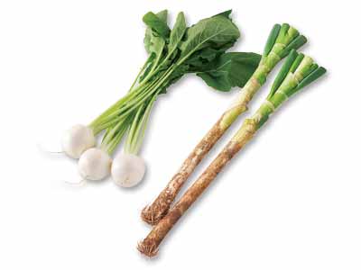 じゅわっと広がる甘み　長ねぎ＆かぶのセット写真