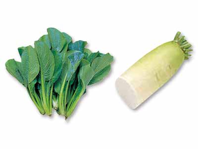 ほっとする味を手軽に　小松菜＆大根1／2のセット写真