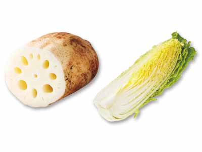 やわらかな甘みを楽しむ　加賀れんこん＆甘み白菜1／4のセット写真