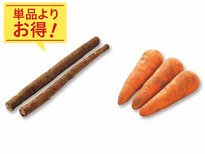 香り立つ根菜　ごぼう＆人参のセット写真