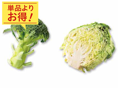 具だくさんスープにぴったり　ブロッコリー＆キャベツ1／2のセット写真