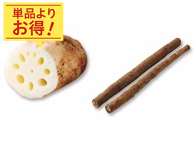 切り方で表情が変わる　加賀れんこん＆ごぼうのセット写真