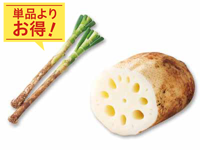 焼いても煮ても、食感楽しい　長ねぎ＆加賀れんこんのセット写真