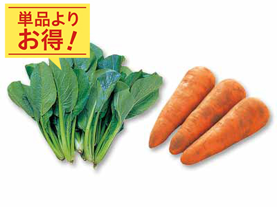 さっと茹でて和えるだけで一皿に　小松菜＆人参のセット写真