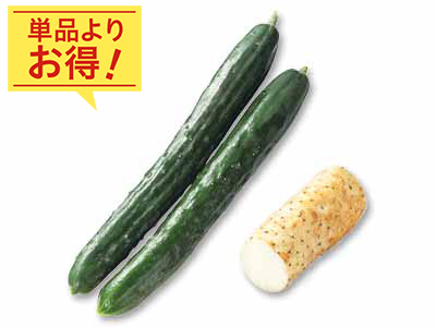 和えるだけで食感楽しい一皿に　長いも＆きゅうりのセット写真