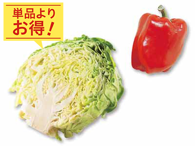 春の彩りを楽しむ　春キャベツ1／2＆パプリカのセット写真