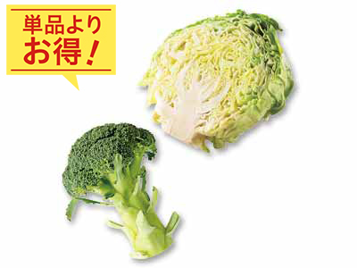 食卓の即戦力　高原キャベツ1／2＆ブロッコリーのセット写真