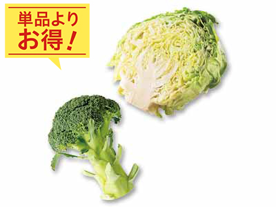 食卓の即戦力　高原キャベツ1／2＆ブロッコリーのセット写真