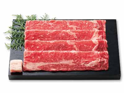 短角牛　やわらかリブロースすき焼き用うす切り写真