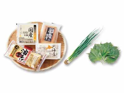 薬味と楽しむ　豆腐セット＆葉ねぎ＆青じそ写真