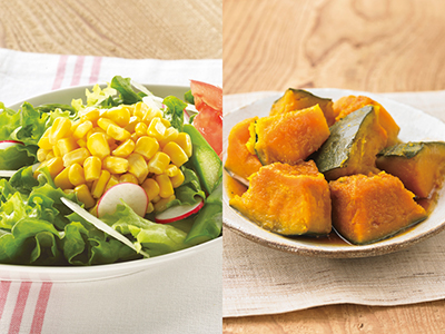 便利に活用　冷凍野菜セット（かぼちゃ＆ホールコーン）写真