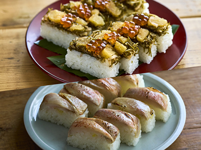 炙りカサゴ＆いくらと数の子の棒寿司セット写真