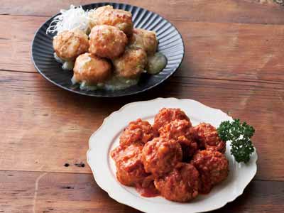 ふんわり豆腐鶏肉だんご　トマトソース味＆塩だれ味セット写真