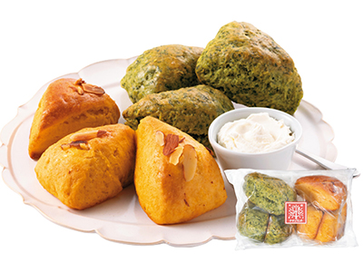 頒布会キャンセル分販売・ナチュランド本舗のスコーンセット（かぼちゃ＆ほうれん草）写真