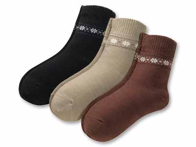 予約　日本製　つま先・かかとあったか雪柄ソックス写真