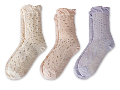 予約　日本製　足裏快適・麻混すかし柄ソックス写真