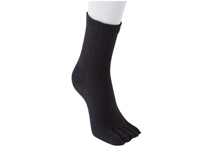 予約　オーガ二ックコットン混　5本指薄手ソックス　黒　Ｌ写真