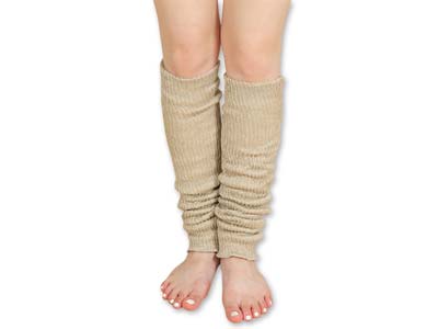 予約　シルク＆リネン混二重織レッグウォーマーロング生成55CM写真