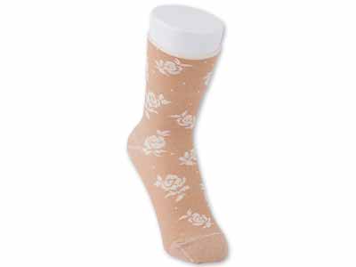 予約　オーガニックコットン混　フロートばらソックス（ピンク）写真