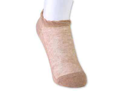 予約　オーガニックコットン混　メッシュスニーカー丈ソックス（茶）写真