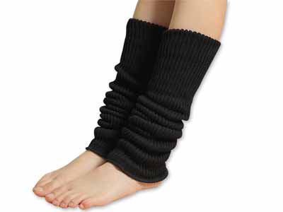 予約　シルク＆コットン混二重織レッグウォーマー（ブラック）写真