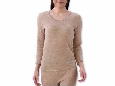 予約　キャメル＆オーガニックコットン肌着　8分袖　レディースＭ写真