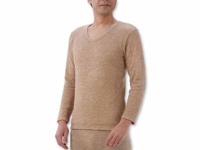 予約　キャメル＆オーガニックコットン肌着　長袖　メンズＬ写真