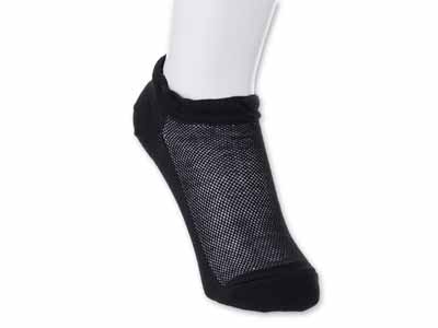 予約　オーガニックコットン混　メッシュスニーカー丈ソックス（黒）写真