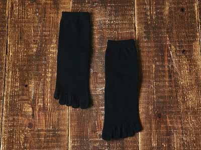 予約　オーガニックコットン5本指ソックス（かかと付き）（ブラック）L写真