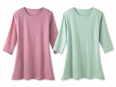 サラリとした強撚綿100%7分袖Tシャツ 2色組 M写真