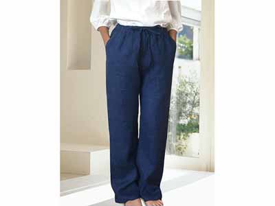 予約　リネンイージーパンツ　ネイビー写真
