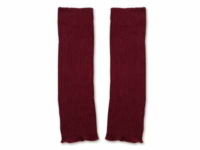 予約　シルク＆コットン混二重織レッグウォーマー（ワインレッド）写真