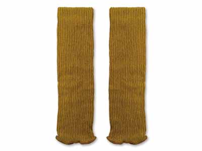 予約　シルク＆コットン混二重織レッグウォーマー（マスタード）写真