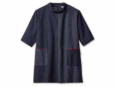 予約　【日本製】久留米織チュニック　紺・Ｍ−Ｌ写真