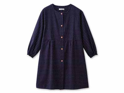 予約　【日本製】久留米織かっぽう着（赤入りあられ）Ｍ−Ｌ写真