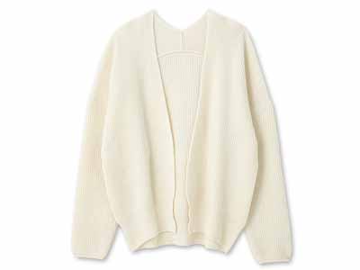 予約　アワユキ　ウールアゼカーディガン　オフホワイト写真
