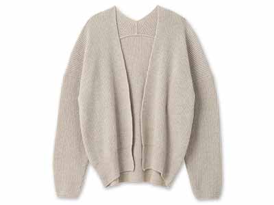 予約　アワユキ　ウールアゼカーディガン　ベージュ写真