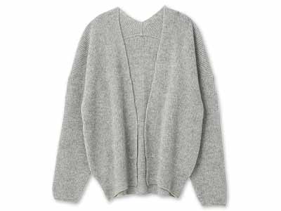 予約　アワユキ　ウールアゼカーディガン　ライトグレー写真