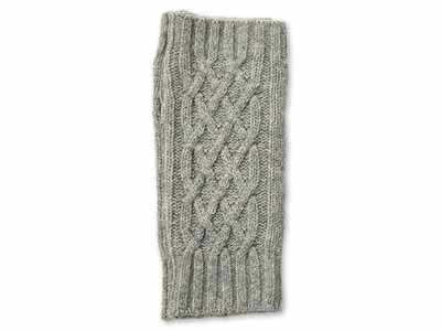 予約　アワユキ　ウールケーブルアームカバー　ライトグレー写真