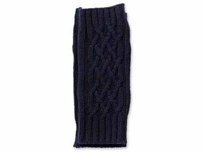 予約　アワユキ　ウールケーブルアームカバー　ネイビー写真