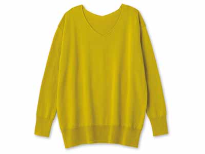 予約　サキハナ　ウールＶネックプルオーバー　イエロー写真