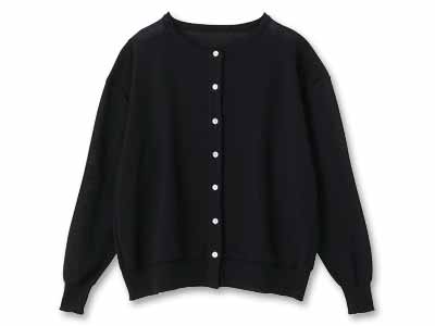 予約　オハツキ　ウールウラメカーディガン　ブラック写真
