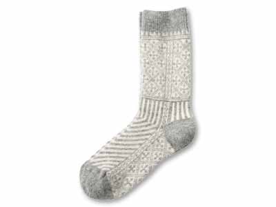 予約　アワユキ　ウールノルディックソックス　ライトグレー写真